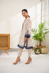 DC-0387 BEIGE 2PCS  EMBROIDERED KURTA WITH TROUSER